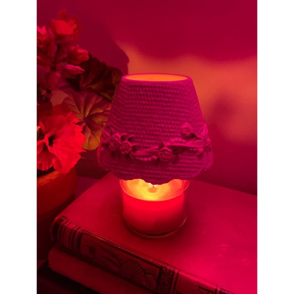 Yankee Candle Small Candle Shade White Lace Roses Pearls Wedding - Picture 3 of 8